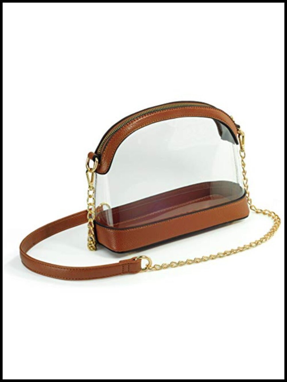 Clear Crossbody Bag Vegan Leather Trim Stadium Approved Women Shoulder Handbag - Picture 2 of 6